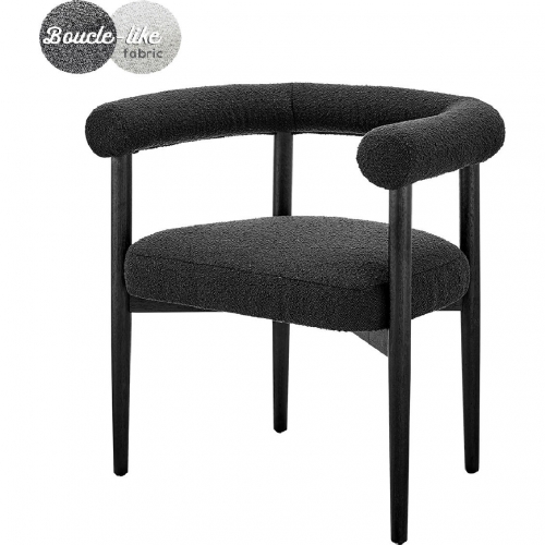 Keanu Dining Chair in Boucle Black Fabric